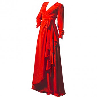 Платье на запах с драпировкой Красное платье Konstantin Miro